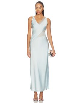 Significant Other - Ellis Women's Lace Trim Satin Maxi Dress Blue