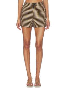 Simon Miller - Como Women's Mid-Waist Striped Linen Blend Shorts Tan