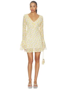 Sister NY - Mini Soleil Women's Ruffled Floral Chiffon Mini Dress Yellow