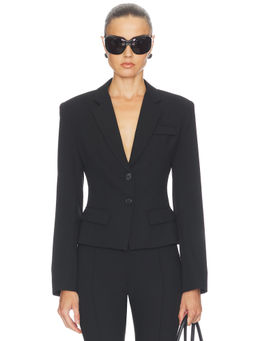 Smythe - Two Button Tillie Women's Tailored Notched Lapel Blazer Black