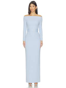 SOLACE London - Sabina Women's Off-Shoulder Belted Maxi Dress Blue