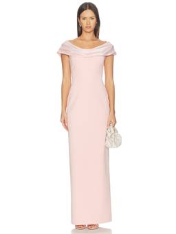SOLACE London - Adele Women's Off-Shoulder Crepe Maxi Dress Pink