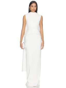 SOLACE London - Annie Women's Sleeveless Scarf Detail Maxi Dress Cream