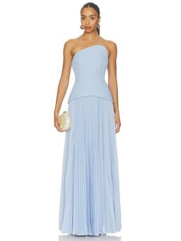 SOLACE London - Britt Women's Strapless Boned Bodice Maxi Dress Blue