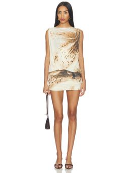 Sovere - Odette Drape Women's Ruched Bodycon Mini Dress Yellow