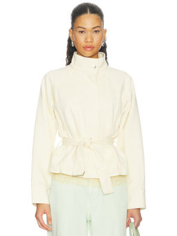 Sovere - Asha Women's Belted Zip Twill Jacket Pannacotta