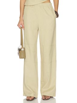 Sovere - Remy Women's Wide-Leg Drawstring Twill Trousers Brown