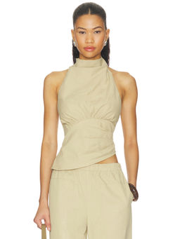 Sovere - Women's Sleeveless Halter Neck Twill Top Caramel