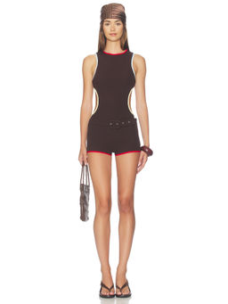 SIEDRES - Lexi Women's Sleeveless Cut-Out Romper Brown