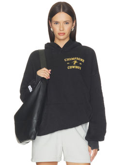 The Laundry Room - Champagne Cowboy Women's Graphic Hooded Pullover Hoodie Black