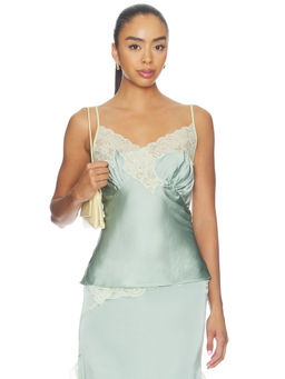 Vaillant - Signature Women's Lace Trim Satin Camisole Top Blue
