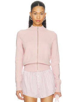 With Jean - Penelope Women's Ribbed Knit Zip-Up Sweater Pink