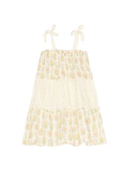 Wild Wawa - Women's Tie-Strap Eyelet Gauze Mini Dress Off White