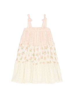 Wild Wawa - Eyelet Gauze Women's Tie-Strap Flared Mini Dress Pink
