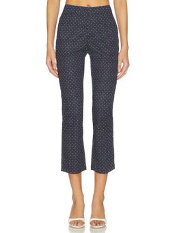 WeWoreWhat - Button Front Women's Stretch Cotton Cropped Trousers Navy Blue