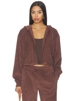 YEAR OF OURS - Terry Classic Women's Zip-Up Hooded Sweatshirt Brown