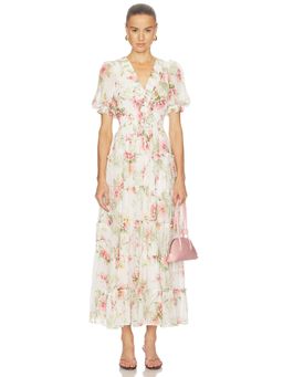 Yumi Kim - Farrah Women's Floral Print V-Neck Maxi Dress Ivory