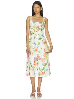 Yumi Kim - Botanical Breeze Women's Floral Square Neck Midi Dress Ivory