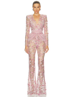 Zhivago - Scent Of Roses Women's Embellished Mesh Jumpsuit Blush