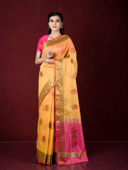 EXCLUSIVA - Yellow Zari Woven Work Banarasi Saree with Unstitched Blouse