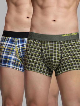 Jack & Jones - Checks Mid Rise Multicolor Trunks for Men (Pack of 2)