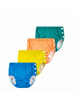 Chinmay Kids - Teal, Orange, Yellow & Blue Reusable Swimwear Diaper Pants for Unisex (Set of 4)
