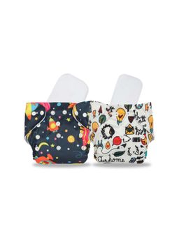 Chinmay Kids - Multi-Color Printed Reusable, Washable and Adjustable Cloth Diaper (Set of 2)
