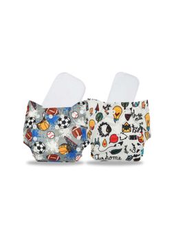 Chinmay Kids - Multi-Color Printed Reusable, Washable and Adjustable Cloth Diaper (Set of 2)