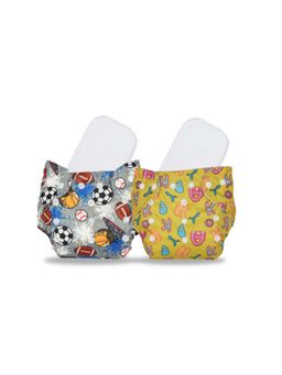 Chinmay Kids - Multi-Color Printed Reusable, Washable and Adjustable Cloth Diaper (Set of 2)