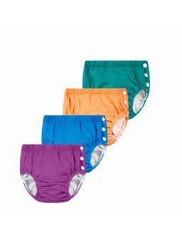 Chinmay Kids - Teal, Orange, Blue & Purple Reusable Swimwear Diaper Pants for Unisex (Set of 4)