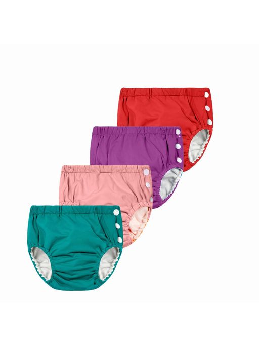 Chinmay Kids Red, Purple, Pink & Teal Reusable Swimwear Diaper Pants for Unisex (Set of 4)