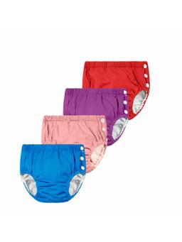 Chinmay Kids - Red, Purple, Pink & Blue Reusable Swimwear Diaper Pants for Unisex (Set of 4)