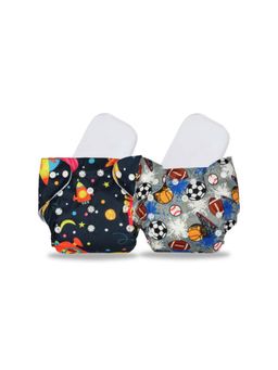Chinmay Kids - Multi-Color Printed Reusable, Washable and Adjustable Cloth Diaper (Set of 2)