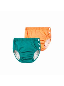 Chinmay Kids - Orange-Teal Reusable Swimwear Diaper for Unisex (Set of 2)