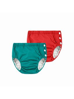 Chinmay Kids - Teal-Red Reusable Swimwear Diaper for Unisex (Set of 2)