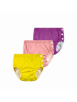 Chinmay Kids - Purple, Pink & Yellow Reusable Swimwear Diaper Pants for Unisex (Set of 3)