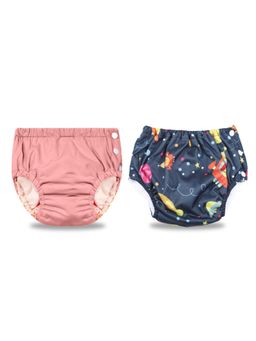 Chinmay Kids - Pink Navy Reusable Swimwear Diaper for Unisex (Set of 2)