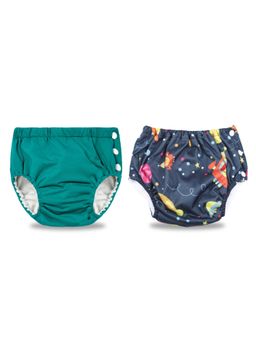 Chinmay Kids - Teal-Navy Reusable Swimwear Diaper for Unisex (Set of 2)