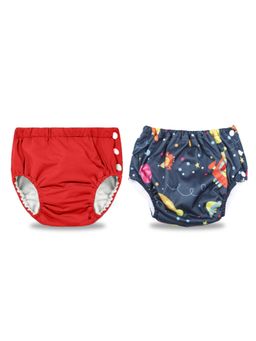 Chinmay Kids - Red-Navy Reusable Swimwear Diaper for Unisex (Set of 2)