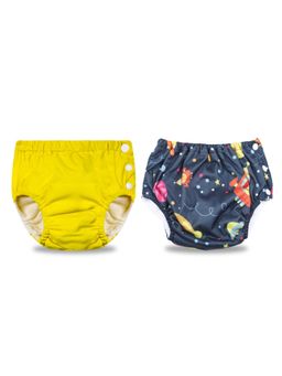 Chinmay Kids - Yellow-Navy Reusable Swimwear Diaper for Unisex (Set of 2)