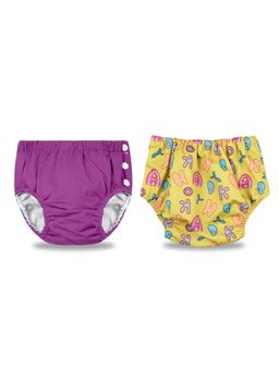 Chinmay Kids - Purple-Yellow Reusable Swimwear Diaper for Unisex (Set of 2)