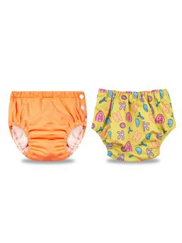 Chinmay Kids - Orange- Yellow Reusable Swimwear Diaper for Unisex (Set of 2)