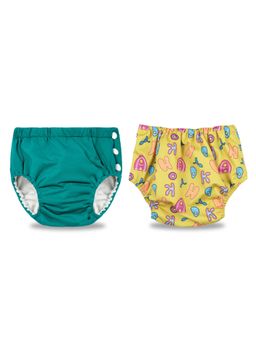Chinmay Kids - Teal-Yellow Reusable Swimwear Diaper for Unisex (Set of 2)