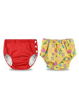 Chinmay Kids - Red-Yellow Reusable Swimwear Diaper for Unisex (Set of 2)