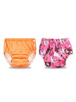Chinmay Kids - Orange-Pink Reusable Swimwear Diaper for Unisex (Set of 2)