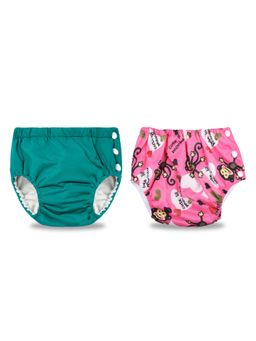 Chinmay Kids - Teal-Pink Reusable Swimwear Diaper for Unisex (Set of 2)