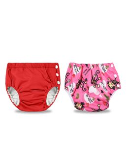 Chinmay Kids - Red-Pink Reusable Swimwear Diaper for Unisex (Set of 2)