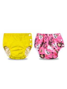 Chinmay Kids - Yellow-Pink Reusable Swimwear Diaper for Unisex (Set of 2)