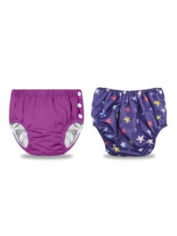 Chinmay Kids - Purple-Navy Reusable Swimwear Diaper for Unisex (Set of 2)