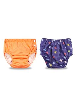Chinmay Kids - Orange-Blue Reusable Swimwear Diaper for Unisex (Set of 2)